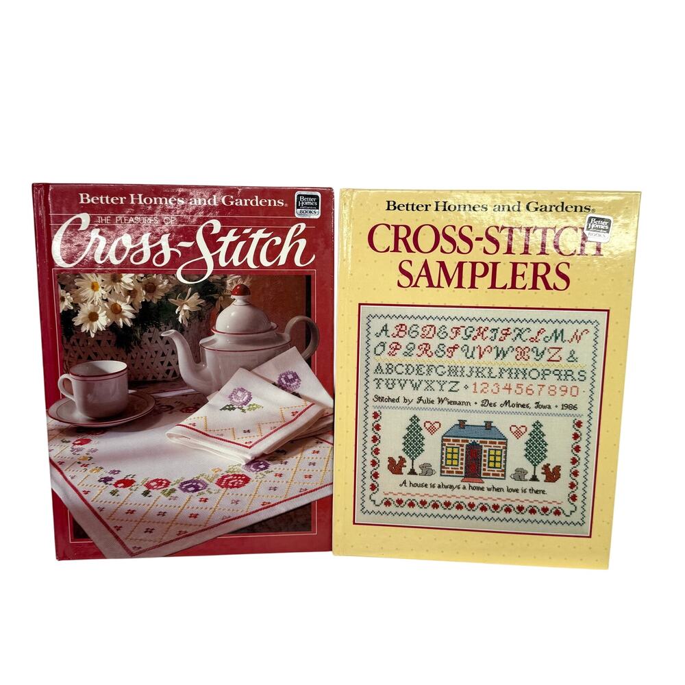 Two Vintage Better Homes & Gardens Cross Stitch Hardcover Books